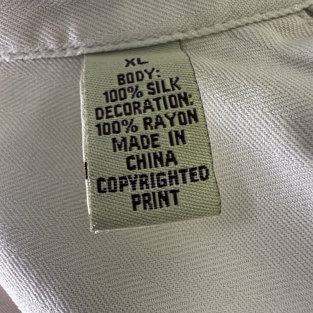 Tommy Bahama Men XL Silk Embroidered "Grill of my dreams" Cream lightweight - Picture 9 of 14
